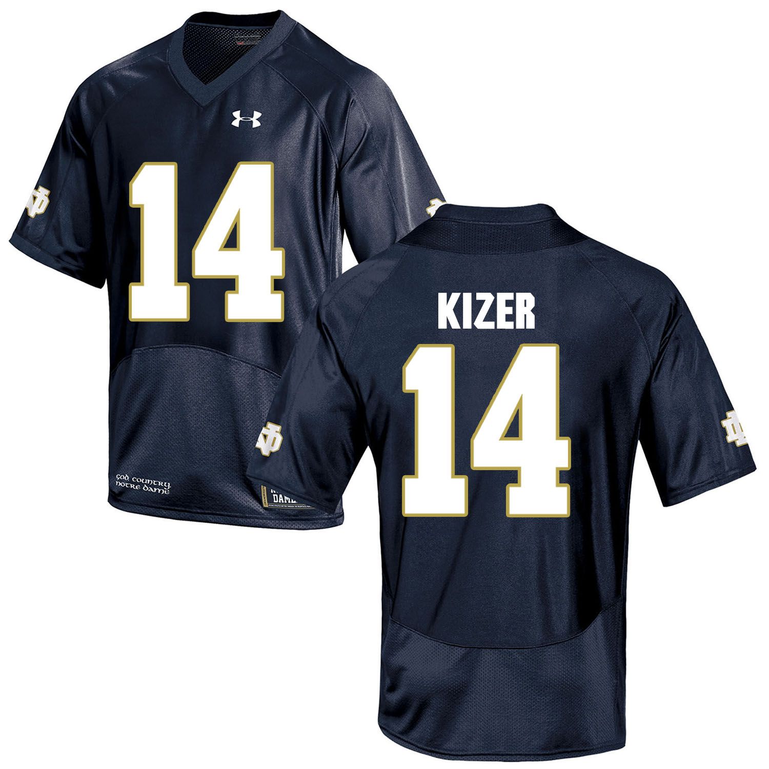 Men Norte Dame Fighting Irish #14 Kizer Navy Blue Customized NCAA Jerseys->customized ncaa jersey->Custom Jersey
